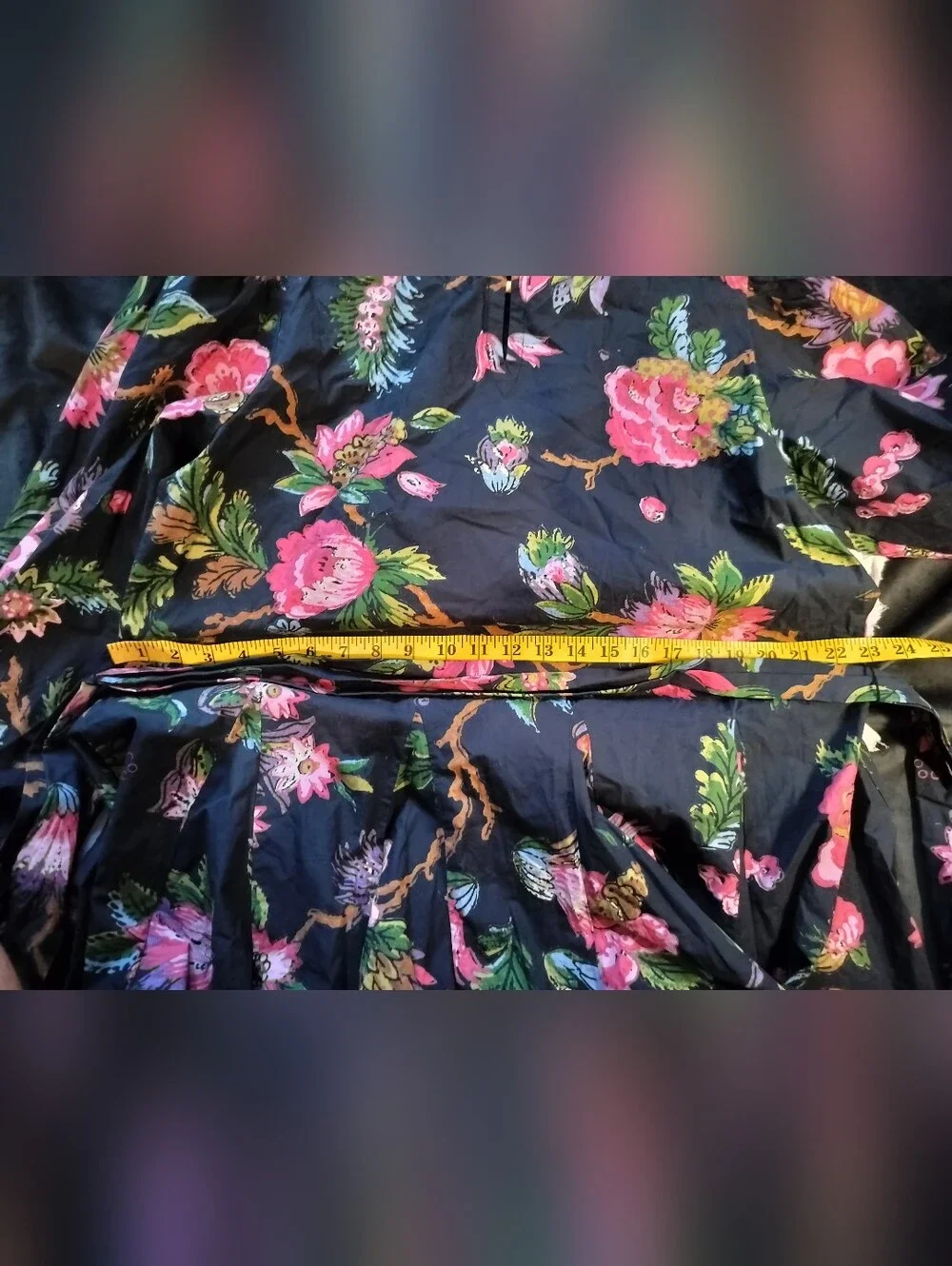 NEW Rhode Floral Print Black Puff-Sleeve Fit & Flare Dress 100% Cotton - Large - Picture 11 of 11